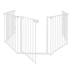 SWANEW Kaminschutzgitter mit Tür Metall Absperrgitter, Tierschutzgitter Babygitter Sicherung Elementen für Kinde, Laufstall faltbar 5-teilig (je 60 x 75 cm)