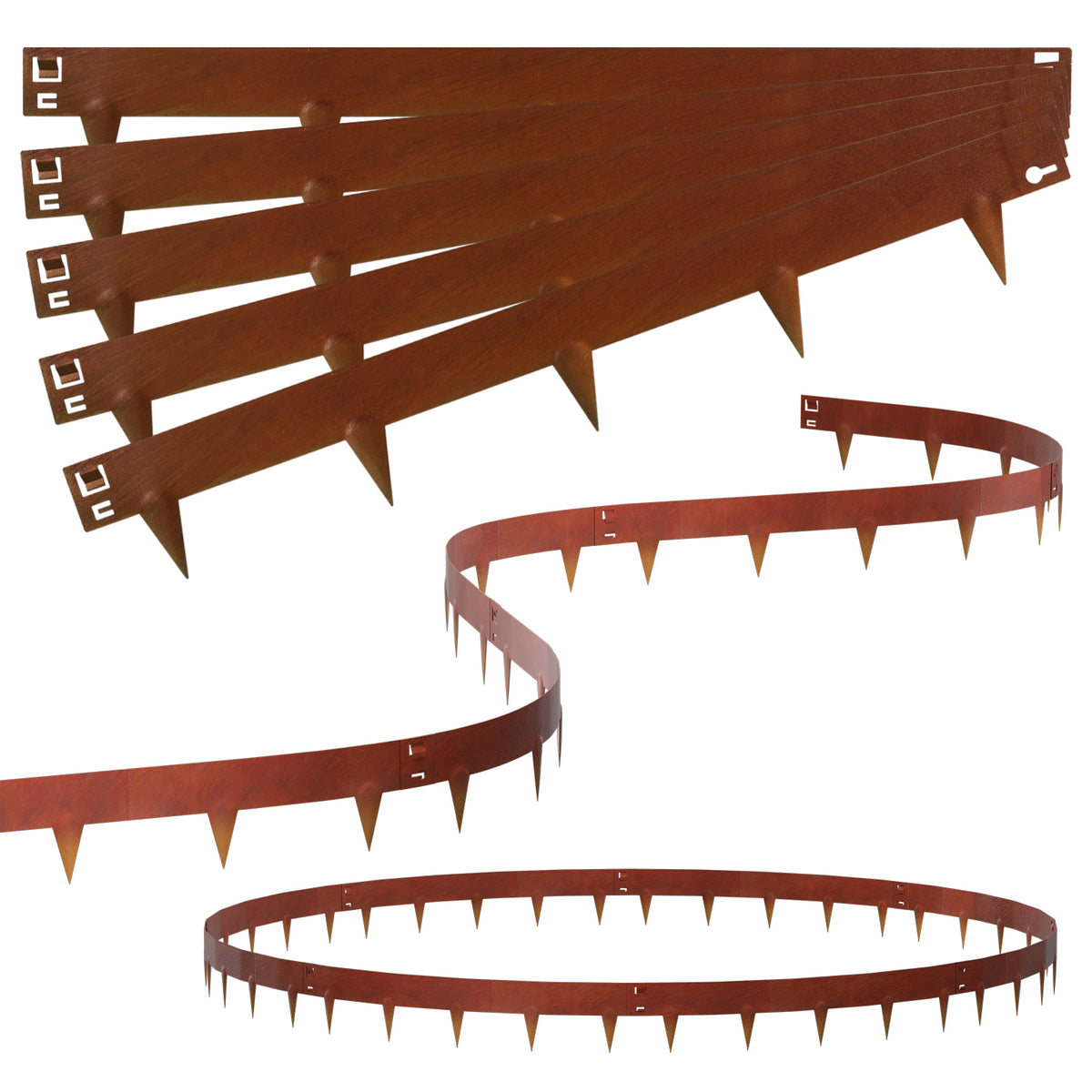 SWANEW Rasenkante mit Dornen, Beetumrandung Metall,  Beeteinfassung 15cm/18cm