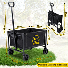 SWANEW Bollerwagen, Ware Gerätewagen, Handwagen, Transportwagen, mit klappbarer Seitenwand, 60 L