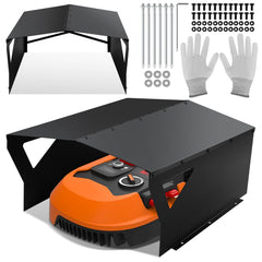 SWANEW Mähroboter Garage, Garage für Robotermäher, Verzinktes Blech, 78x60x34cm, Carport Überdachung für Rasenroboter