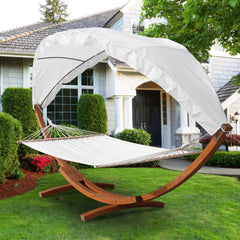 SWANEW Hängematten mit Gestell Outdoor Holz Hängematte mit Dach Hängemattengestell 200×150cm, Hängesessel 2 Personen Belastbarkeit 200kg