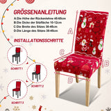 SWANEW Weihnachtliche Stuhlhussen 6/12er Set, Elastische Universelle Stuhlbezüge