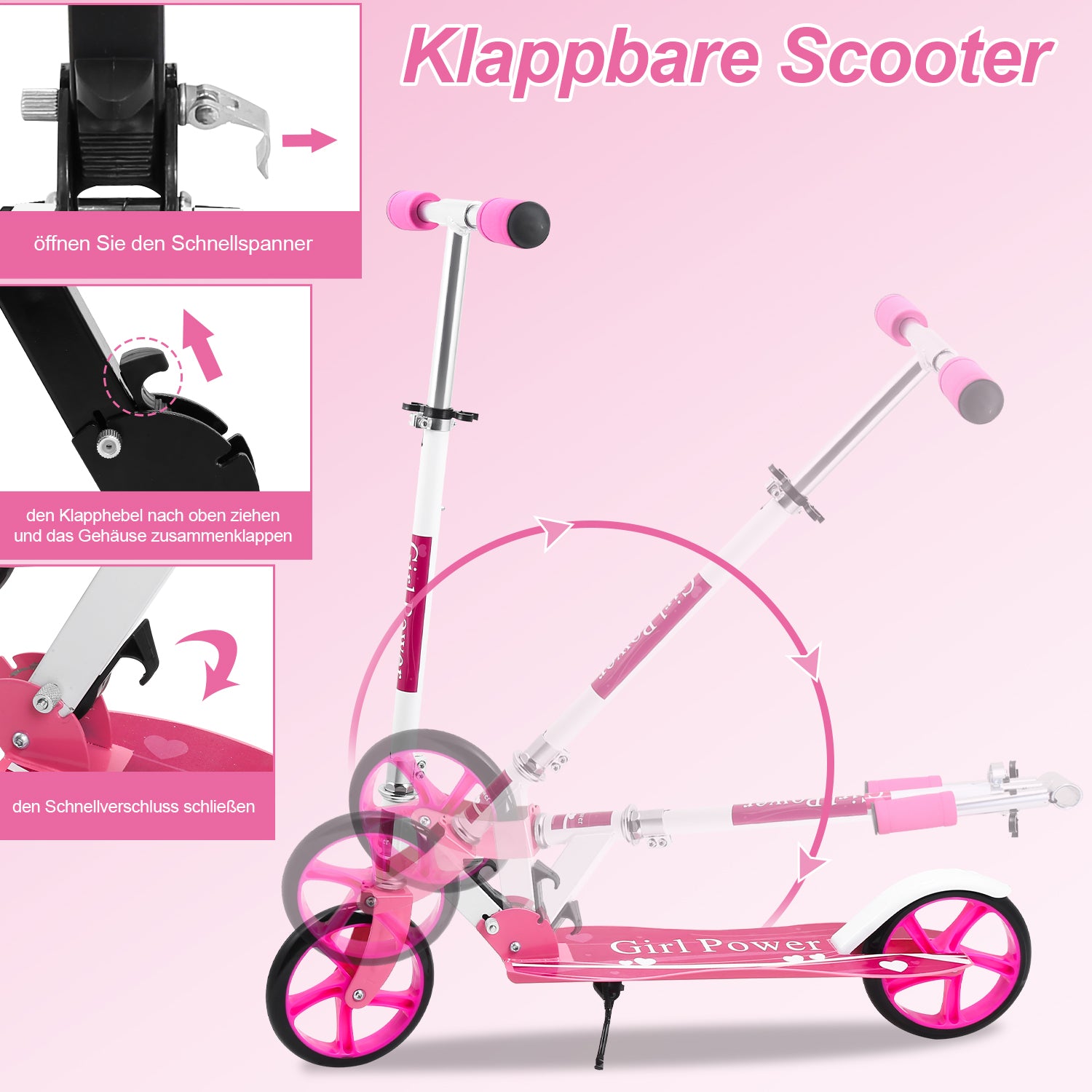 Kinderscooter Aluminium mit 205 mm Rädern & 3-fach höhenverstellbar