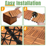 SWANEW Holzfliesen, Terrassenfliese, Balkonfliesen, 30x30 cm, 1-5 m²