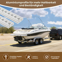 SWANEW 4-12x 1M Airlineschienen, Airlineschiene mit 8 Doppelhaken, für Transporter, Wohnwagen, LKWS