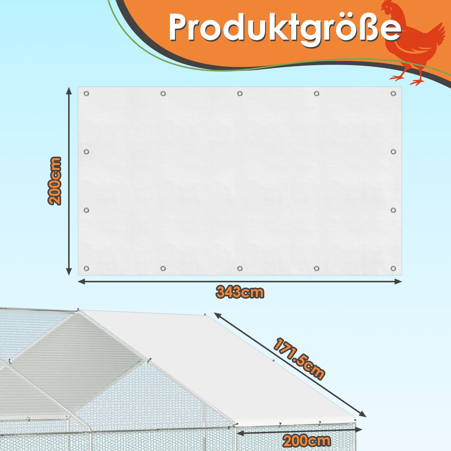Hühnerstall Freilaufgehege, 3x4x2m Hühnerhaus