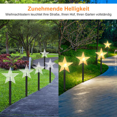 SWANEW LED Garten Leuchtstäbe Stern, Weihnachtslichter Außen mit Batterie und Timer, IP65 Sterne Weihnachtsbeleuchtung, für Gartenstecker