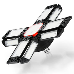 SWANEW Led Werkstatt Deckenleuchte, Garagenlampe 200W, Led Garagenbeleuchtung 20000LM 6500K, Werkstatt Beleuchtung mit 12 Verstellbaren Paneelen, E26 / E27 Werkstattbeleuchtung für Keller [Energieklasse F]