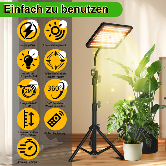 SWANEW Pflanzenlampe LED mit Ständer, Höhenverstellbare Pflanzenleuchte LED Vollspektrum, 242 LEDs Grow Lampe