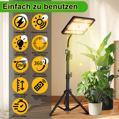SWANEW Pflanzenlampe LED mit Ständer, Höhenverstellbare Pflanzenleuchte LED Vollspektrum, 242 LEDs Grow Lampe