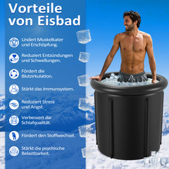SWANEW Eisbad Eisbaden Tonne 80 cm, Faltbare Badewanne 390L,  Kältetherapie Set mit 5 Isolierschichten, Aufblasbare Eistonne-Set für Zuhause