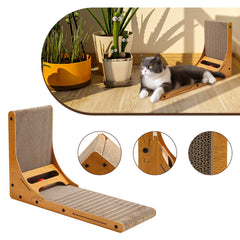 SWANEW Katzen Kratzbrett L förmig Kratzpappe Kratzmatte Eckkratzbrett, 62 cm Hohe Katzenkratzbrett mit Ballspielzeug