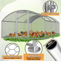 SWANEW Hühnerstall, 3x6x2m Kuppel Dach Hühnerhaus Freilaufgehege, Tiergehege