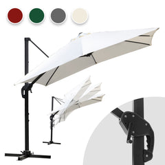 SWANEW Sonnenschirm 300 x 300 cm mit Gartenschirm mit Ständer Ampelschirm, Sonnenschutz UV50+, 360° Drehbar und Kippbar