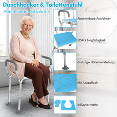 3 in 1 Duschhocker & Toilettenstuhl für Senioren