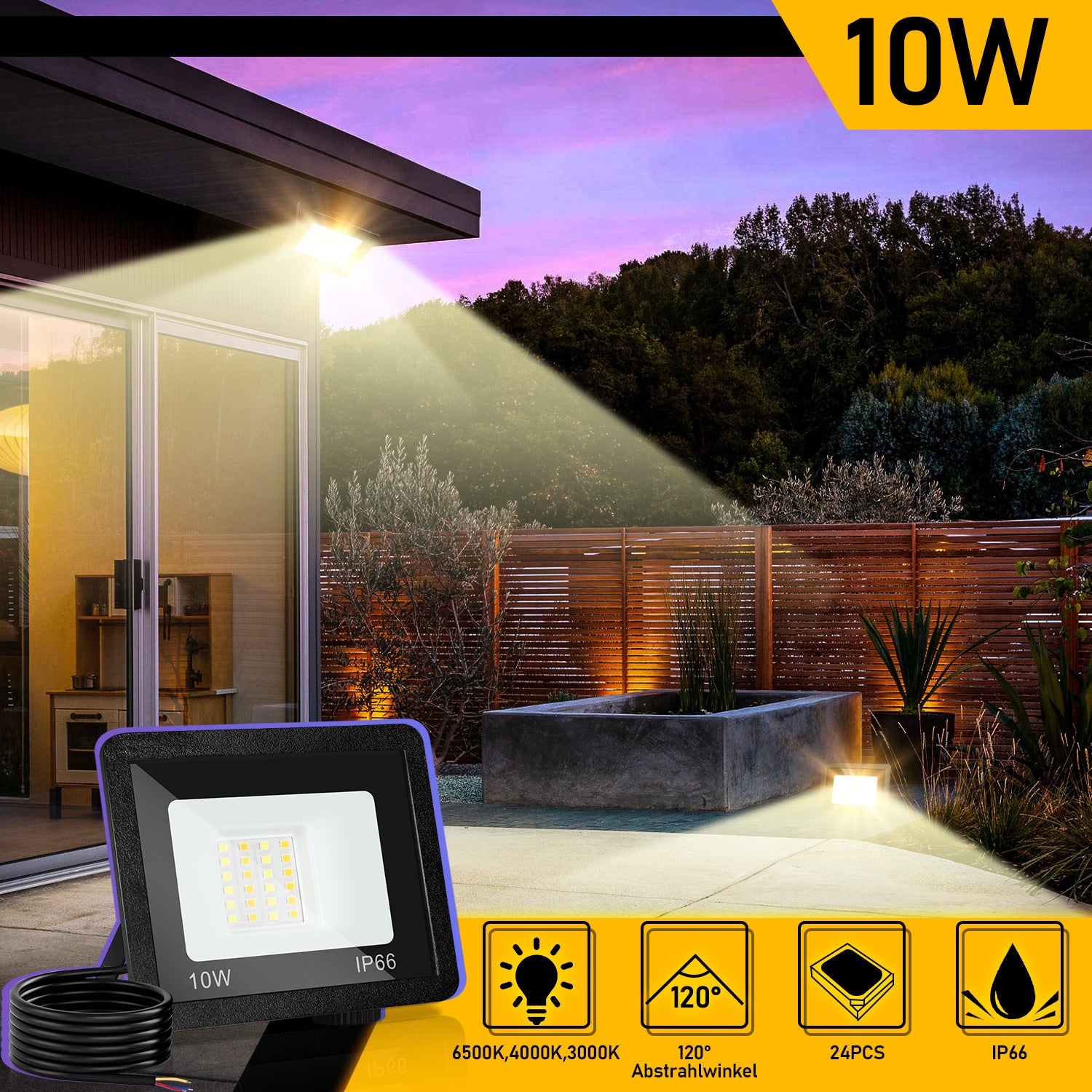 SWANEW LED Strahler Außen Dimmbar, LED Fluter 3000K/4000K/6500K, IP66 Wasserdicht Scheinwerfer (kein Stecker)