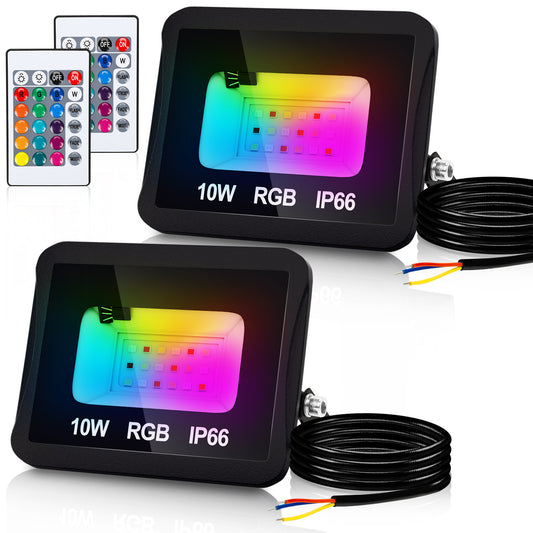 SWANEW RGB LED Strahler Außen mit Fernbedienung, 10/20/30/50 W Fluter LED Dimmbar, Flutlicht IP66 Wasserdicht, 4 Modi