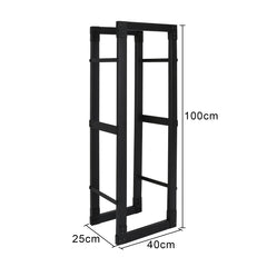 SWANEW Kaminholzregal innen metall Brennholzregal für innen außen, Kaminholzständer, Holzstapelhilfe, Schwarz