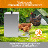 SWANEW Futterautomat Hühner mit Trittplatte, Deckel, 5kg verzinkt, Futterspender Hühner, Hühner Zubehör