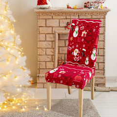 SWANEW Weihnachtliche Stuhlhussen 6/12er Set, Elastische Universelle Stuhlbezüge