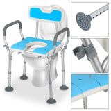 SWANEW 3 in 1 Duschhocker & Toilettenstuhl für Senioren, 36-52cm Höhenverstellbar Toilettensicherheits,Rahmen erhöhter Toilettensitz Badhocker für Erwachsene