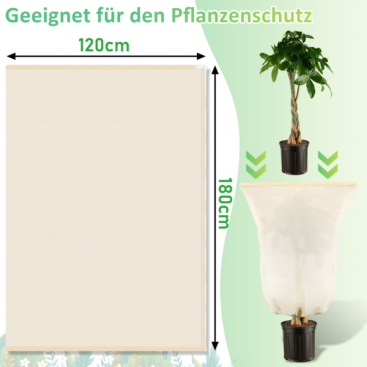 SWANEW Winterschutz für Pflanzen 100g/㎡, mit Reißverschluss & Kordelzug, Frostschutz für Kübelpflanzen Überwinterung und Obstbaum