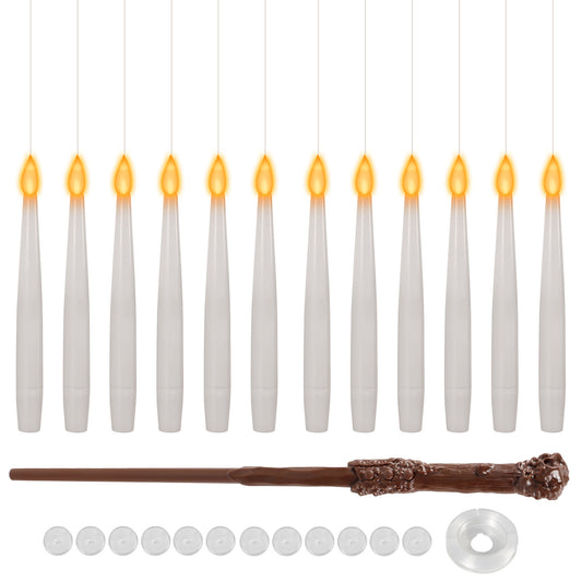 SWANEW 12Stk LED Schwebende Kerzen mit Fernbedienung und Timer, LED Zauberstab Kerzen, Halloween Weihnachten Deko