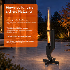 SWANEW 138 cm Pelletfackel Feuerrohr, 3 mm Glasrohr, Kohlenstoffstahl