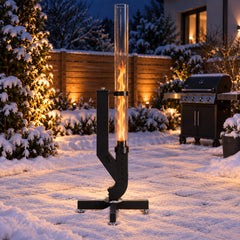 SWANEW 138 cm Pelletfackel Feuerrohr, 3 mm Glasrohr, Kohlenstoffstahl