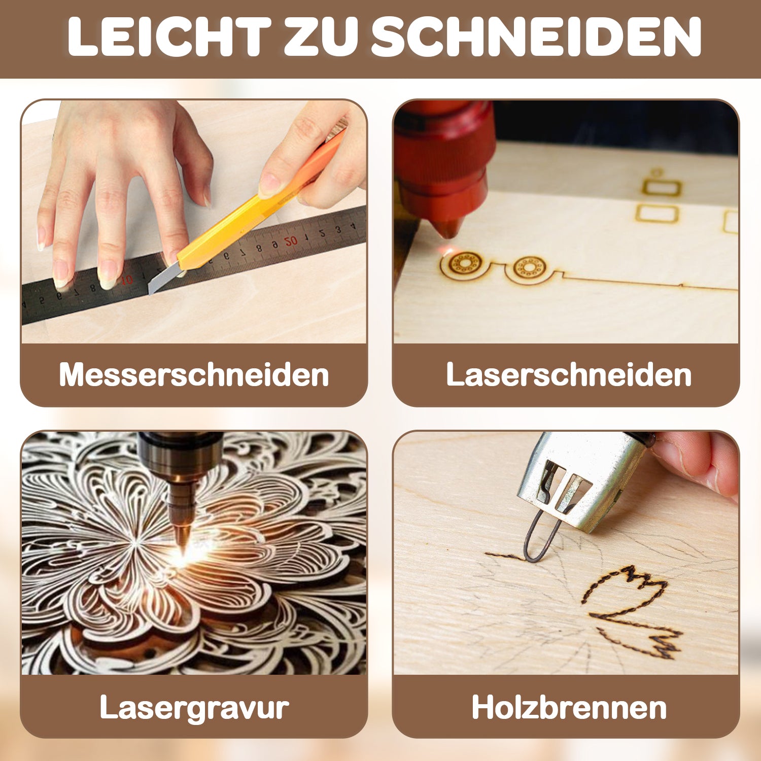 SWANEW Sperrholzplatte, Walnuss Sperrholz, A3/A4, 3mm, Linde holzplatte, Bastelhölzer Holz für Modellbau Laserschnit, Laser Gravur, Malerei DIY