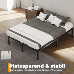 SWANEW Bettgestell 140 x 200 cm, Klappbett Metallbett Doppelbett
