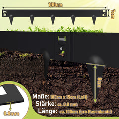 SWANEW Rasenkante Metall, Mähkante, Beetumrandungen mit Dornen, Beeteinfassung,15cm/18cm