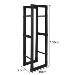 SWANEW Kaminholzregal innen metall Brennholzregal für innen außen, Kaminholzständer, Holzstapelhilfe, Schwarz