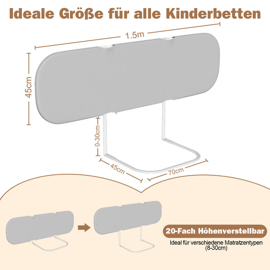 SWANEW Bettgitter Rausfallschutz Klappbar, 120/150/180cm, Höhenverstellbar, Bettschutzgitter, Tragbar Kinderbettgitter