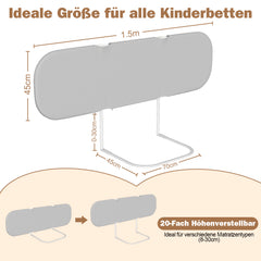 SWANEW Bettgitter Rausfallschutz Klappbar, 120/150/180cm, Höhenverstellbar, Bettschutzgitter, Tragbar Kinderbettgitter