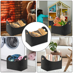 SWANEW Filzkorb Kaminholz Feuerholzkorb, Filztasche Holzkorb, Gross 44 * 31 * 34cm