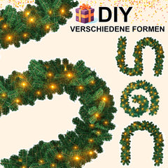 SWANEW Weihnachtsgirlande 5m 100 LEDs, Weihnachten Dekoration, Weihnachten Grüne Girlande mit Lichterkette Tannengirlande