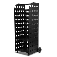 SWANEW Kaminholzwagen Brennholzwagen Kaminholzständer Trolley,Kaminzubehör Holzkarre 60kg, Mit Lochplatte, 42x35x112cm