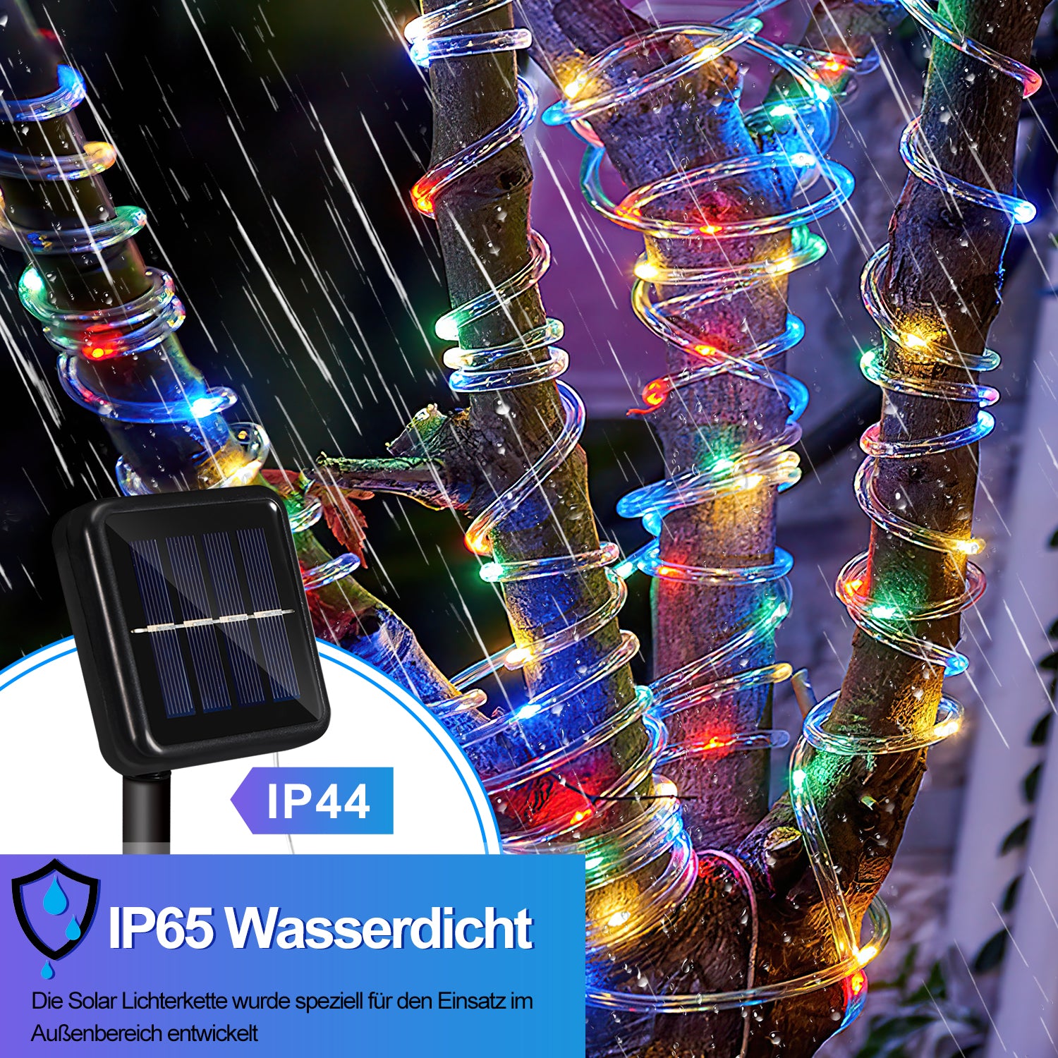 SWANEW Solar LED Lichtschlauch für Außen, 100 LEDs Lichterschlauch, IP – Swanew