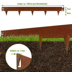 SWANEW Rasenkante mit Dornen, Beetumrandung Metall,  Beeteinfassung 15cm/18cm
