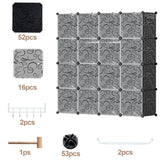 SWANEW DIY Kleiderschrank, 12/16/20 Würfel, Regalsystem, Offen Kunststoff Garderobe, Steckregal