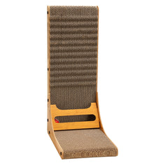 SWANEW Katzen Kratzbrett L förmig Kratzpappe Kratzmatte Eckkratzbrett, 62 cm Hohe Katzenkratzbrett mit Ballspielzeug