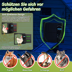 SWANEW Automatische Hühnerklappe Solar, Einklemmschutz, IP65 Wasserdicht, Automatische Hühnertür