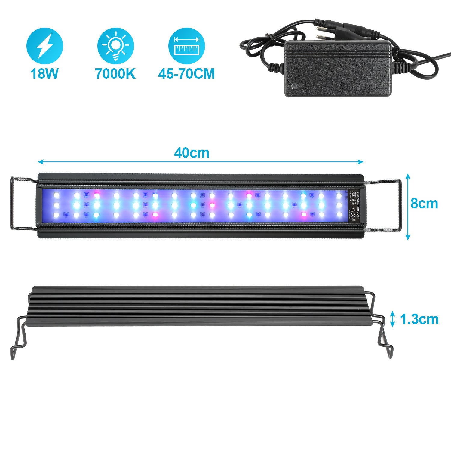 SWANEW Aquarium LED Beleuchtung RGB Spectrum, Aquarienbeleuchtung Dimmbare, Aquarium Lampe mit ausziehbarer Halterung, Aquariumleuchte