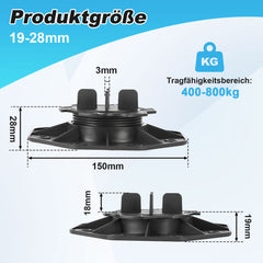 SWANEW Stelzlager Höhenverstellbar, Terrassenlager, Fliesen Plattenlager, 19-140mm