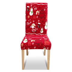 SWANEW Weihnachtliche Stuhlhussen 6/12er Set, Elastische Universelle Stuhlbezüge