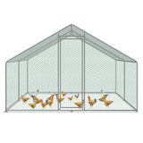 SWANEW Hühnerstall Freilaufgehege, 3x3x2m, Verzinkter Stahl Kleintierstall Hühnerhaus