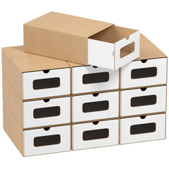 SWANEW Aufbewahrungsboxen mit Sichtfenster & Schublade, Faltbare Schuhboxen, Stapelbar Allzweckbox