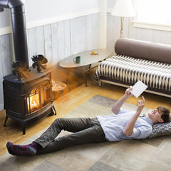 SWANEW Kaminventilator ohne strom mit 6 Blättern, Ofenventilator, Ventilator für Kaminofen, Kaminlüfter Überhitzungsschutz mit Temperaturemeter