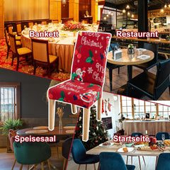 SWANEW Stuhlhussen Weihnachten, 6/12X elastische Stuhlbezüge, Stuhlüberzug